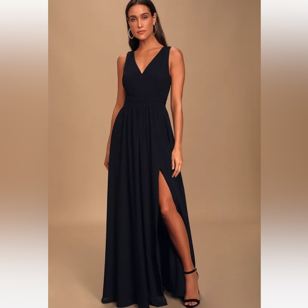 Lulus black flow length bridesmaid/formal dress small